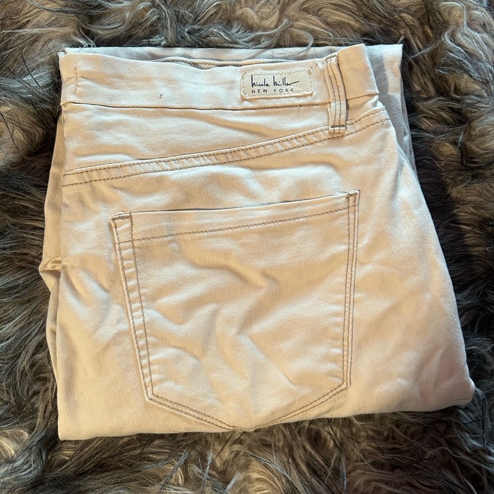 ⭒ nicole miller beige jeans